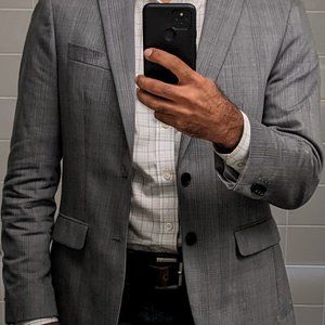Banana Republic Grey Plaid Slim Fit Blazer 38S